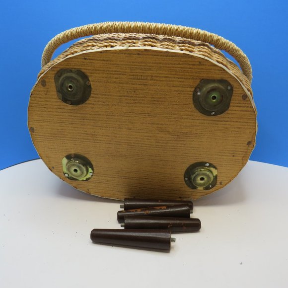 VTG Exclusive Singer MCM Sewing Storage Basket/Stool Woven Plastic Wicker - Picture 12 of 12